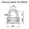 Válcový zámek Viro 60mm - rozměry