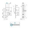 Euro P přídavný zámek 20/22 - rozměry
