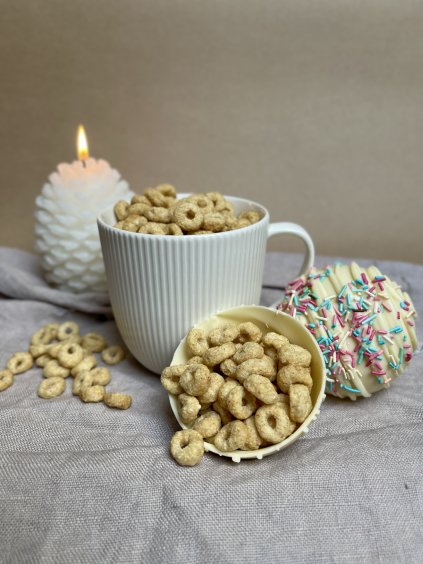 Čoko bomba s medovými kroužky - bílá čokoláda