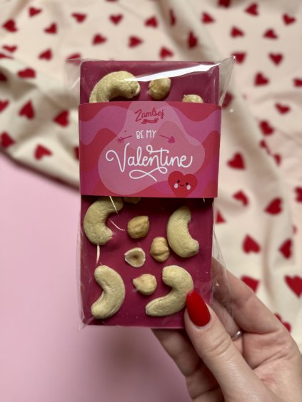 Čokoláda s oříšky - Valentýn růžová limitovaná edice