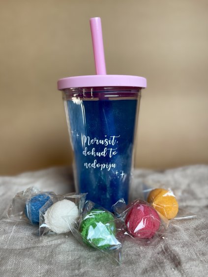 Růžový kelímek a Drinkové bomby - 5ks