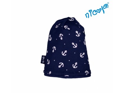 103666 174381 detska cepice nicol sailor tm modra se vzorem vel 68 74