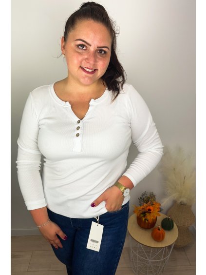 Biele basic vrubkované tričko