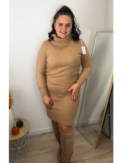 Camel rolákové šaty AMY
