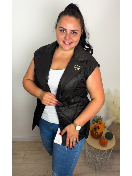 Tmavohnedá krátka prechodná vesta