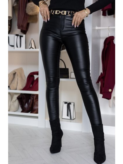 Čierne kožené nohavice PLUS SIZE