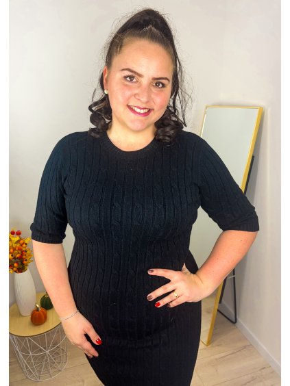 Úpletové čierne šaty MERLY