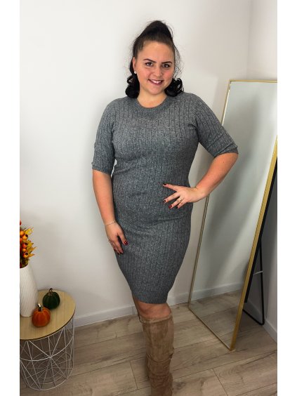 Úpletové sivé šaty MERLY