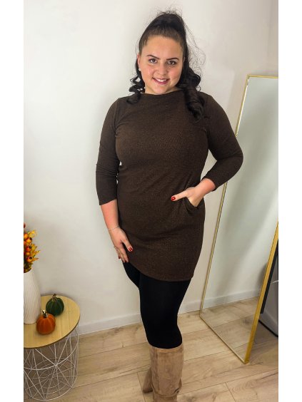 Hnedé trblietavé šaty