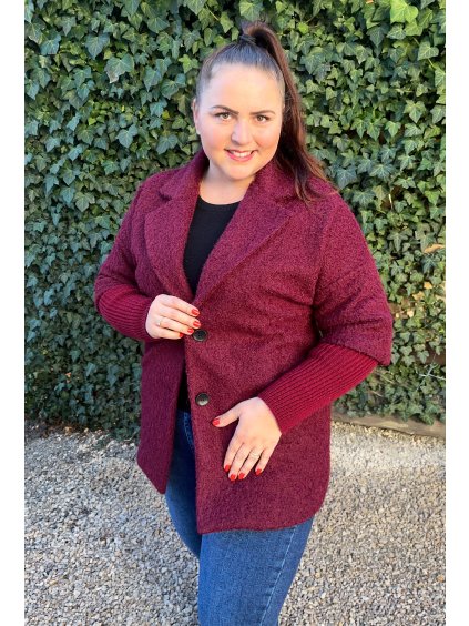 Burgundy zateplený kabát