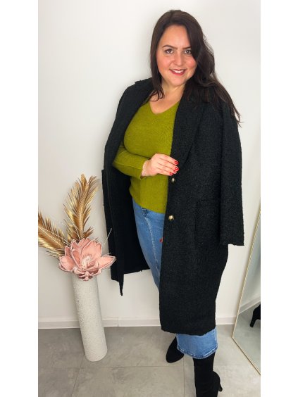 Buklé čierny kabát