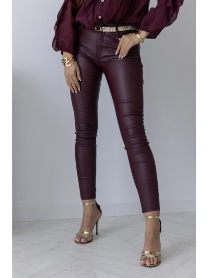 Bordové kožené nohavice