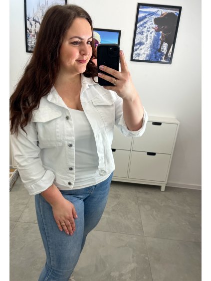 Biela džínsová bunda