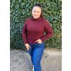 Burgundy rebrovaný rolákový sveter