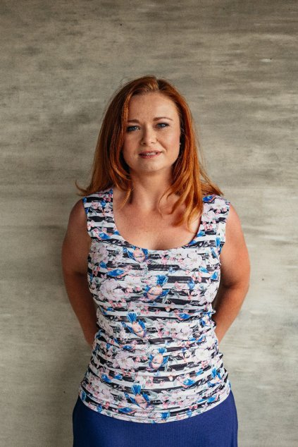 Tílko - pruhy a ptáčky