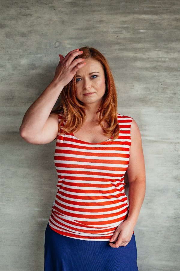 Tílko - červenobílé pruhy