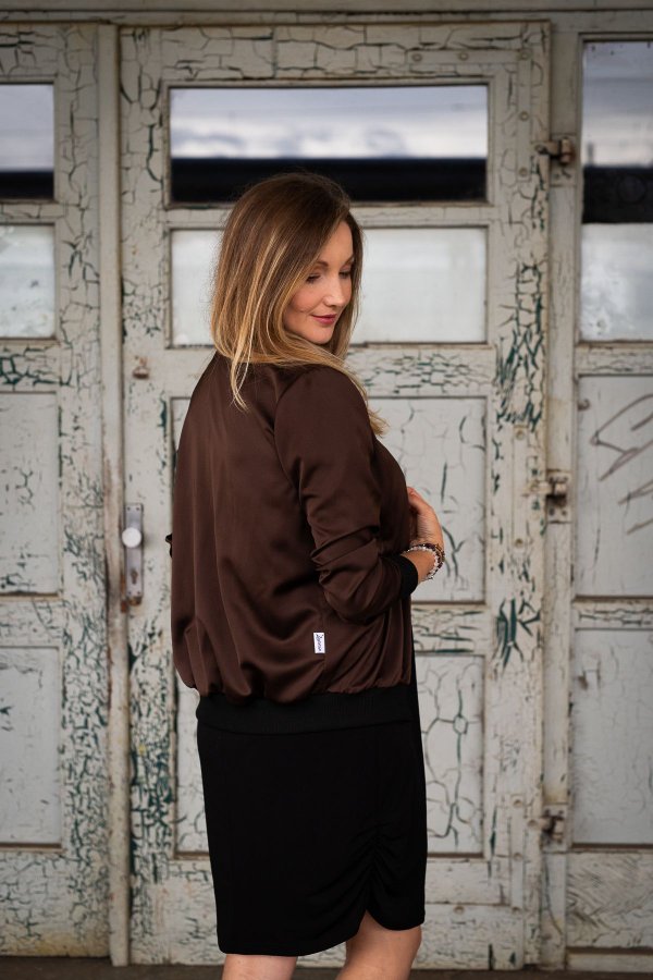 Bomber - saténový hnědý