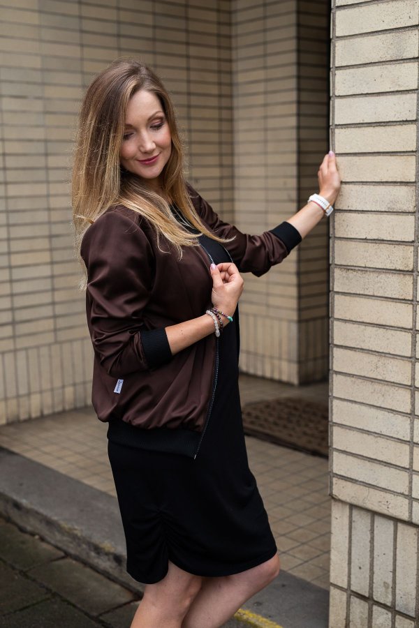 Bomber - saténový hnědý