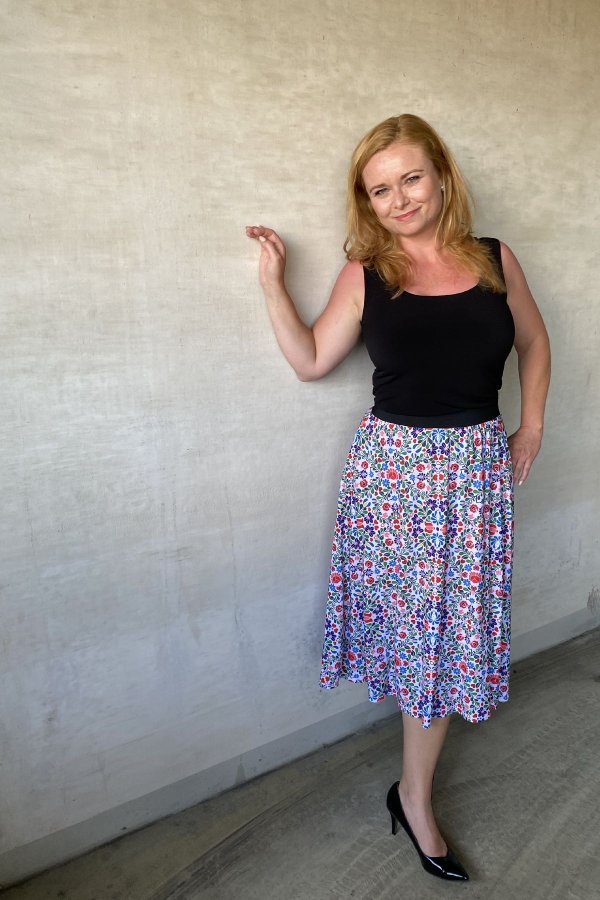 MIDI sukně -  folklór srdíčko Zannia