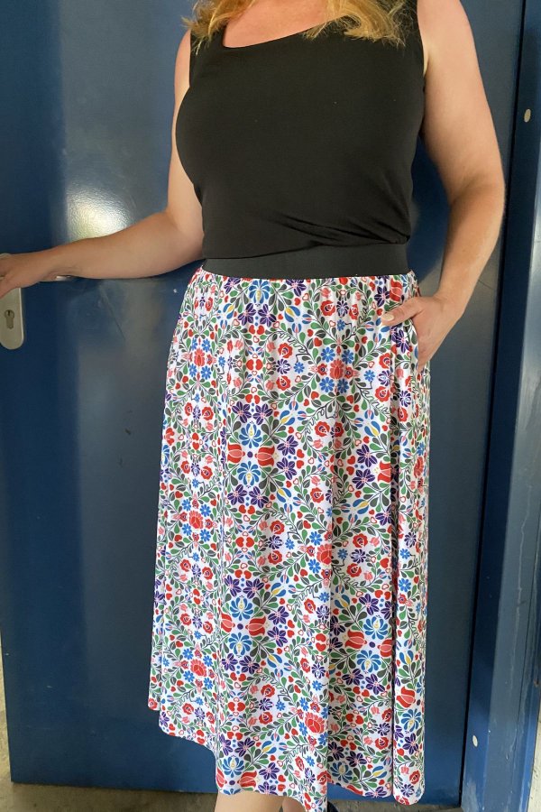 MIDI sukně -  folklór srdíčko Zannia