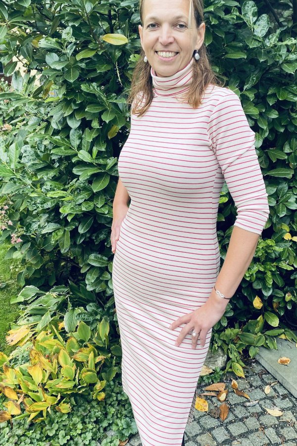 ADEL - pruhované - béžové s růžovým proužkem