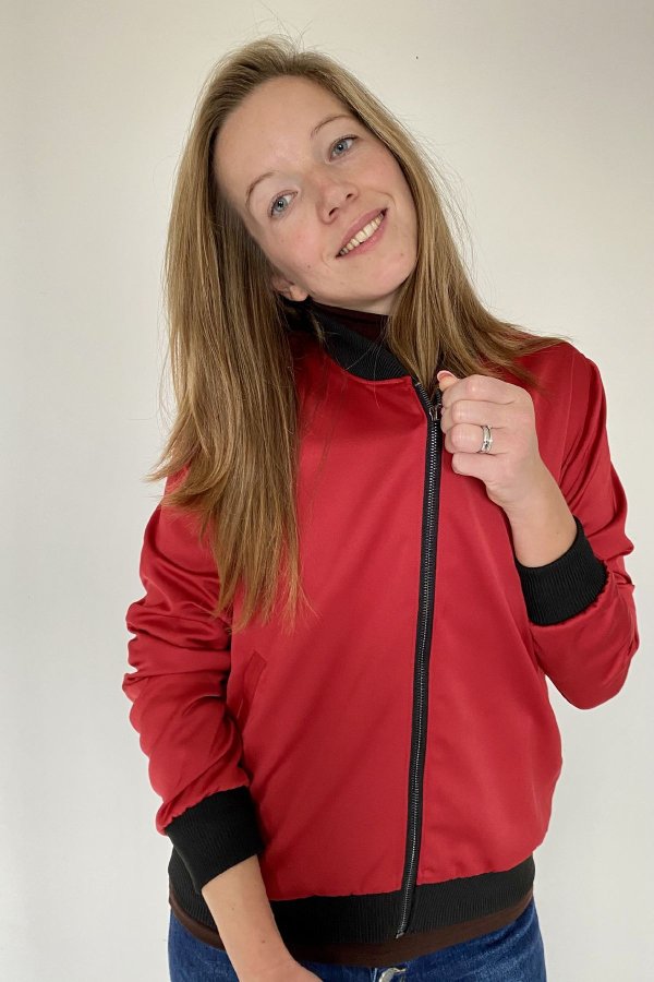 Bomber - saténový - červený