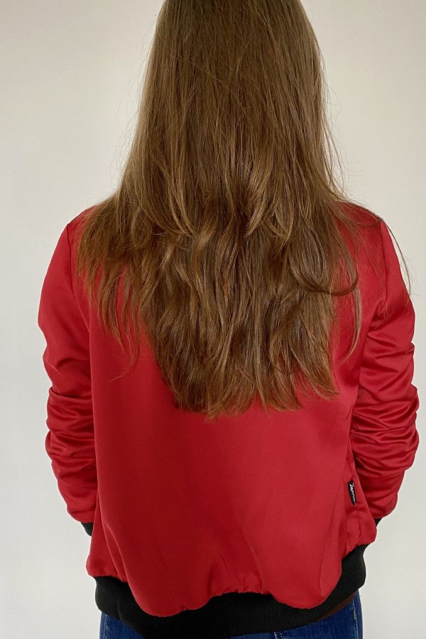 Bomber - saténový - červený