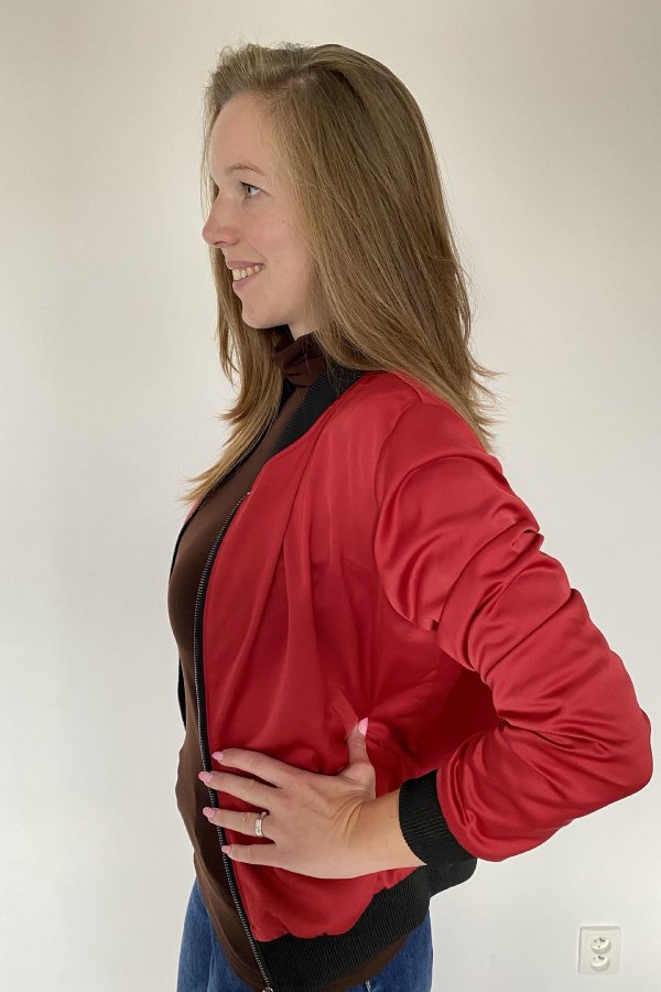 Bomber - saténový - červený