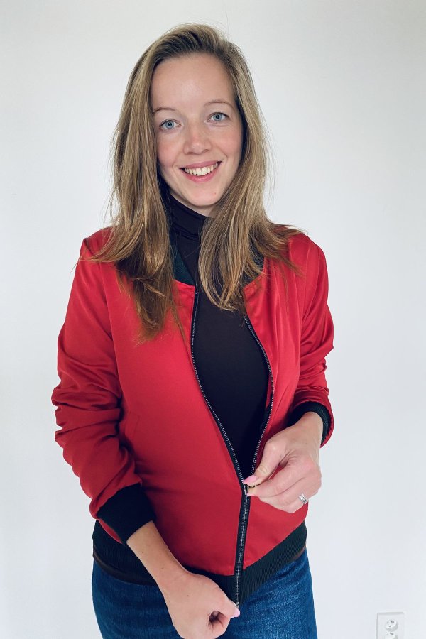 Bomber - saténový - červený