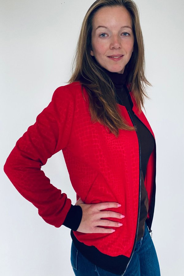 Bomber - červený - zvířecí vzor