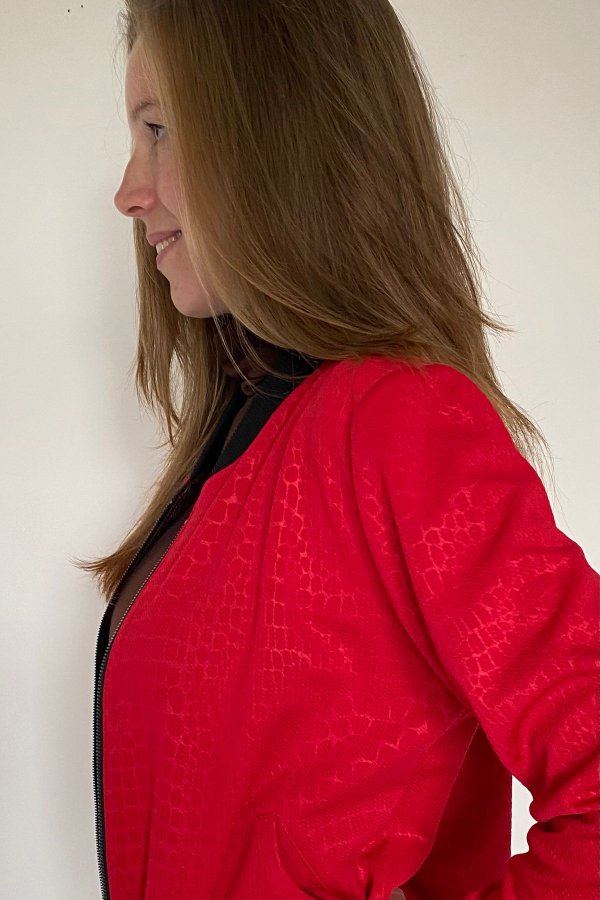 Bomber - červený - zvířecí vzor