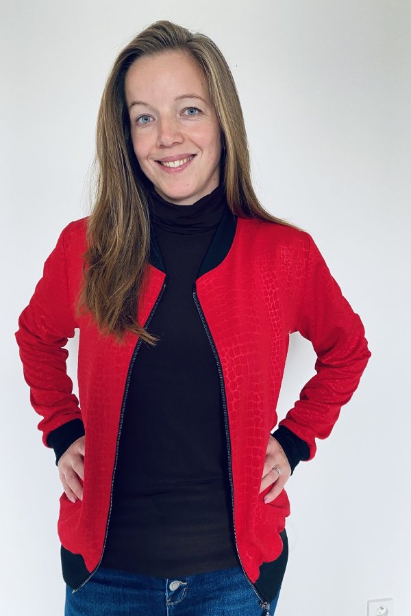 Bomber - červený - zvířecí vzor