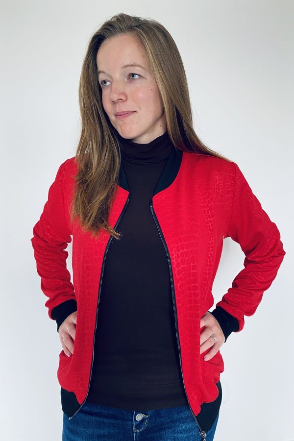 Bomber - červený - zvířecí vzor