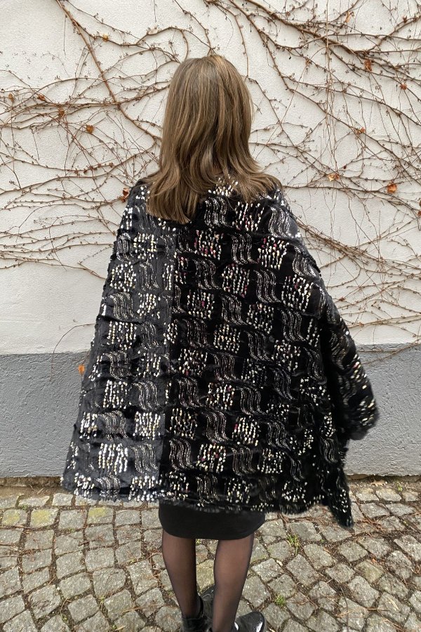 Pončo / hacafrak černo-stříbrné 2