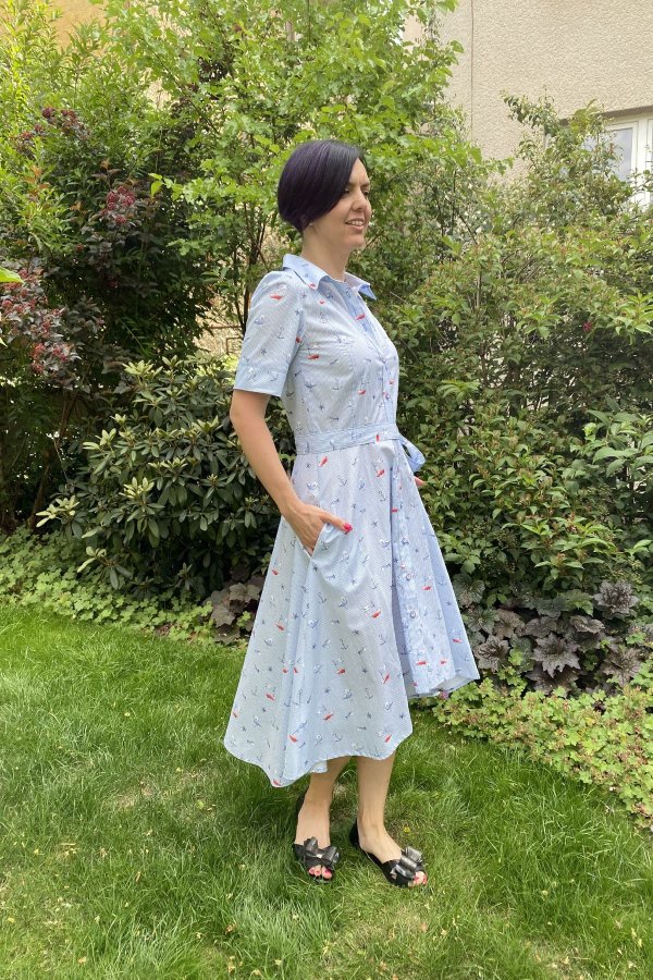 Košilové šaty RETRO - námořnické světlé