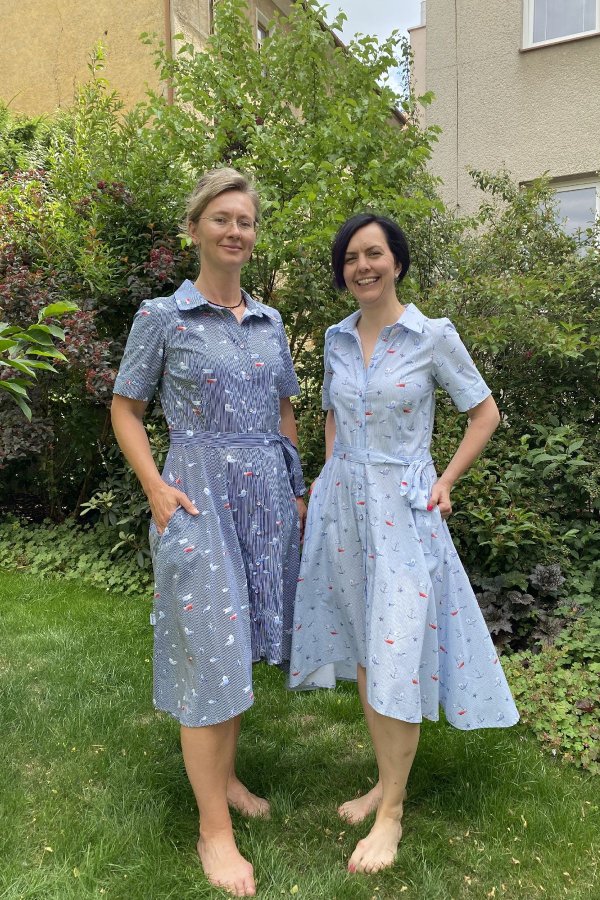 Košilové šaty RETRO - námořnické světlé