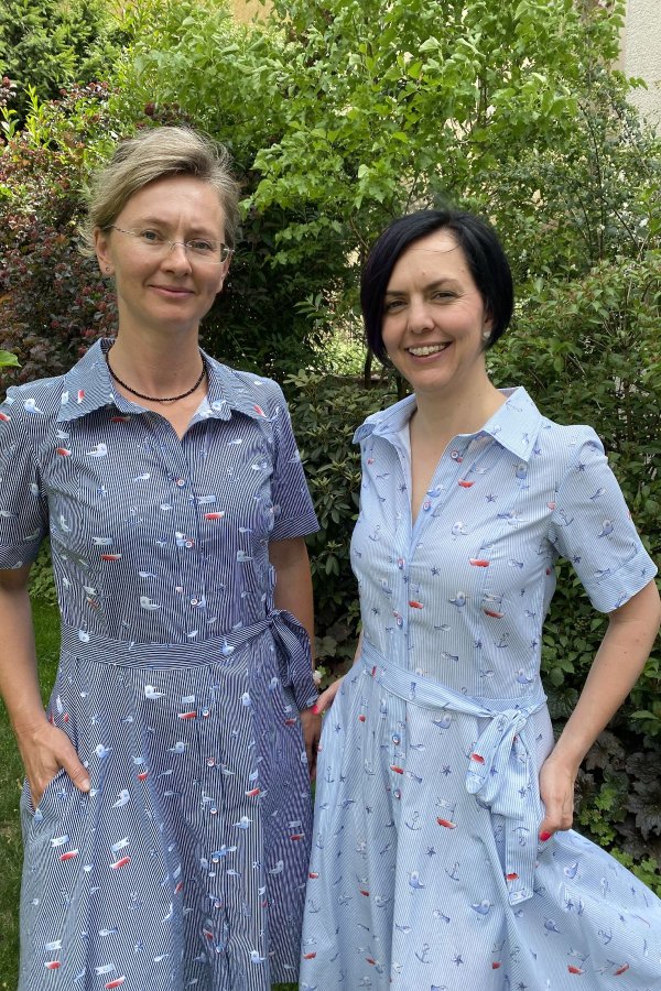 Košilové šaty RETRO - námořnické světlé