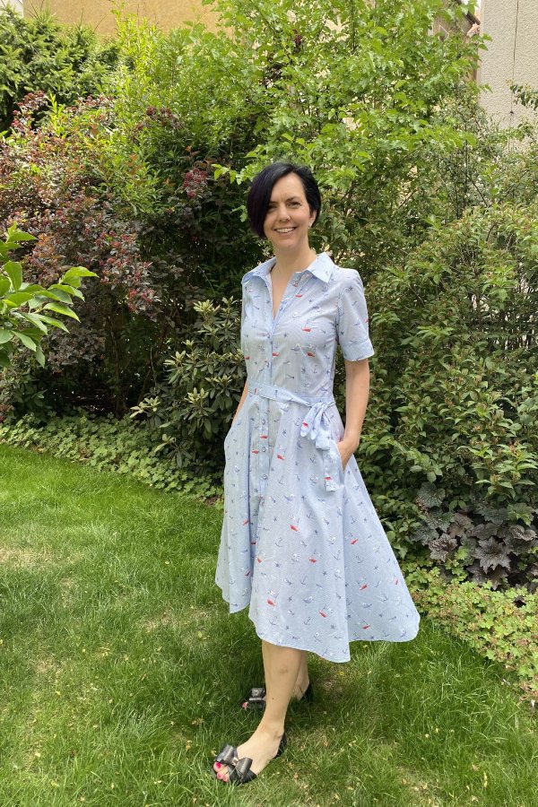 Košilové šaty RETRO - námořnické světlé