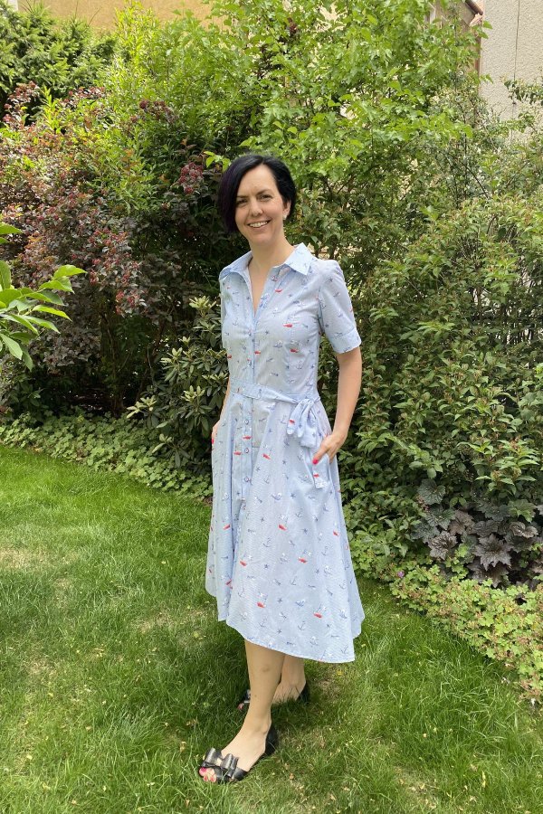 Košilové šaty RETRO - námořnické světlé