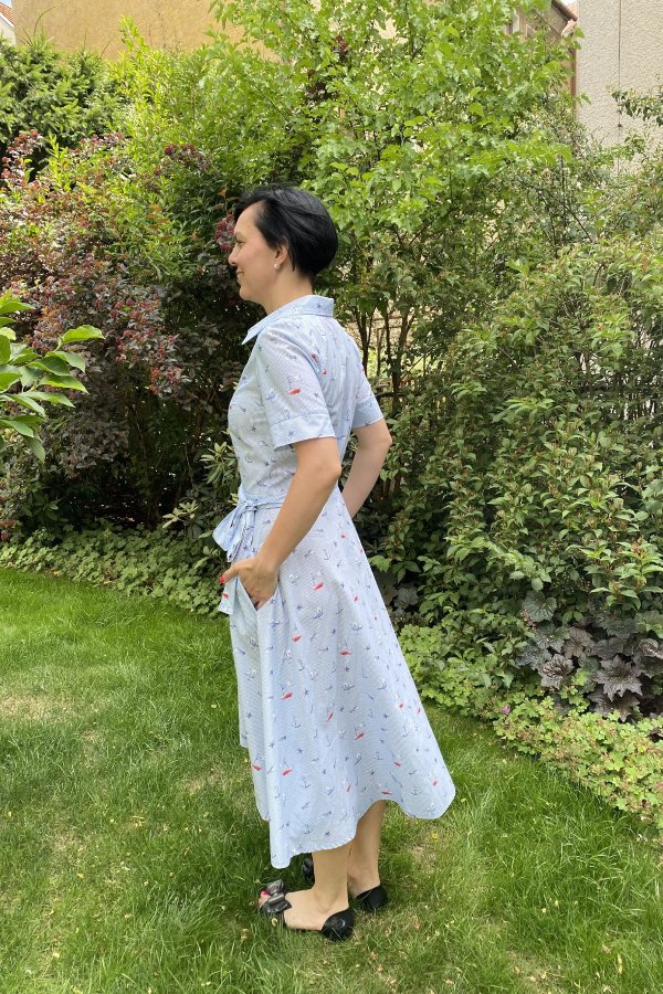 Košilové šaty RETRO - námořnické světlé