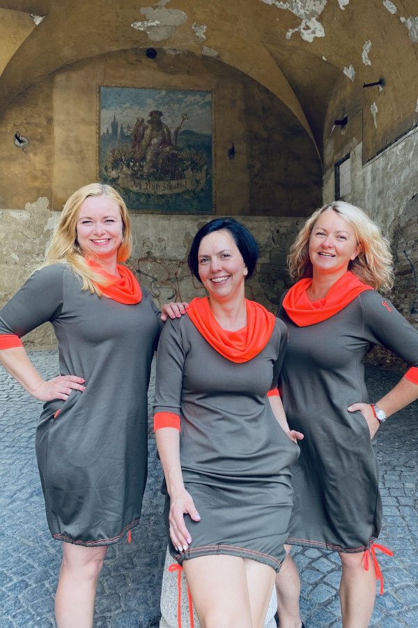 Terka - khaki - oranžové