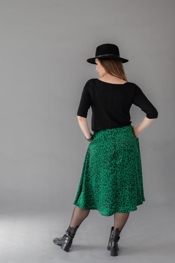 MIDI sukně - saténová - zvířecí vzor