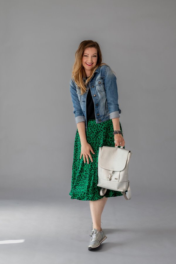 MIDI sukně - saténová - zvířecí vzor