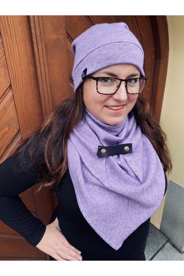 SET - šátek a čepice - lila