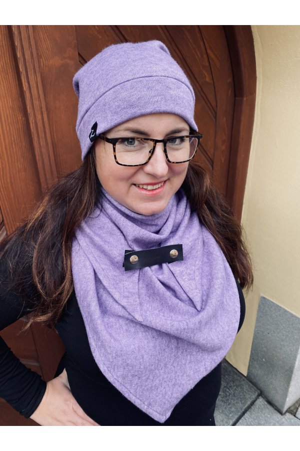 SET - šátek a čepice - lila