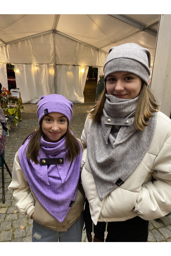 SET - šátek a čepice - lila