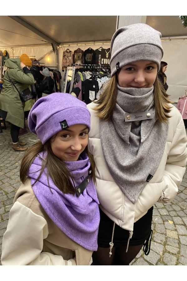 SET - šátek a čepice - lila