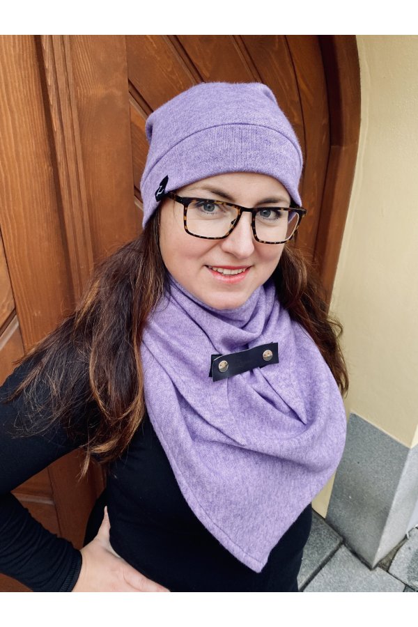 SET - šátek a čepice - lila