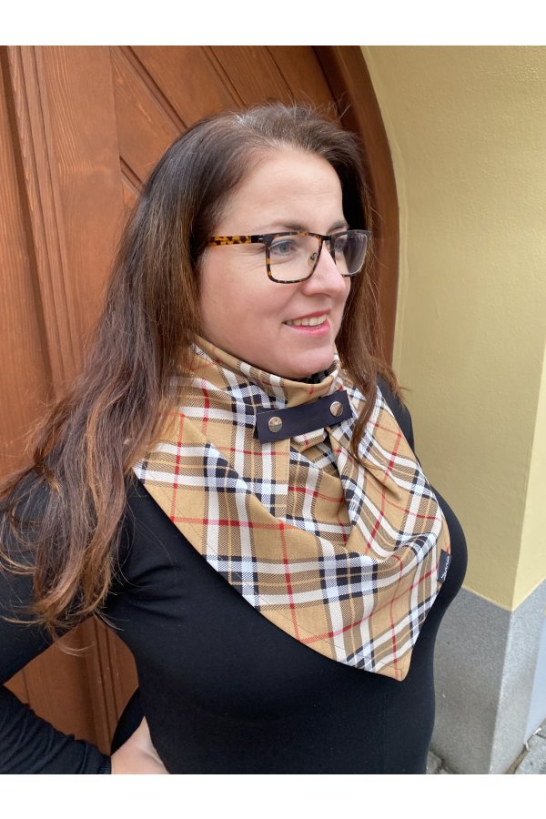 Šátek - káro - béžový