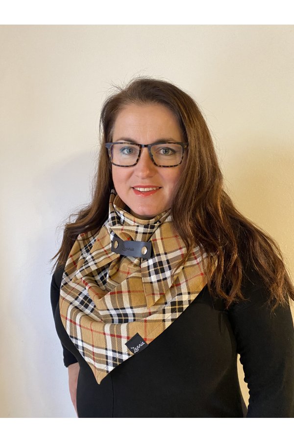 Šátek - káro - béžový